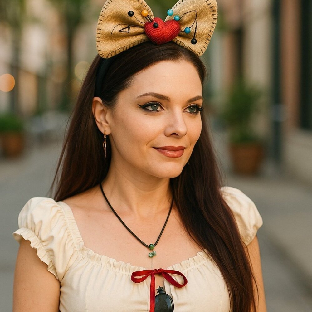 Dolls Kill ✦ Cursed Heart Plush Bow Headband ✦ Pins Stitching Costume OS NWT
